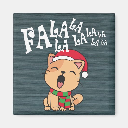 Fa La La La La La La kerstkat Singing Magnet Magneet (Voorkant)