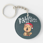 Fa La La La La La La La kerstkat Singing | SLEUTEL Sleutelhanger (Voorkant)
