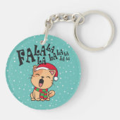 Fa La La La La La La La kerstkat Singing | SLEUTEL Sleutelhanger (Achterkant)