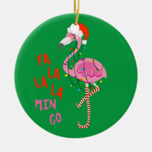 Fa La La La La mingo Flamingo voor kerstfeestdagen Keramisch Ornament