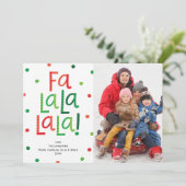 Fa La La La La Red et Green Carte photo de vacance (Debout devant)