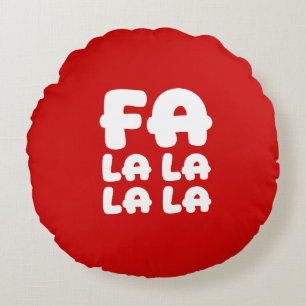Fa La La La La Rode Kerst Accent Ronde Kussen