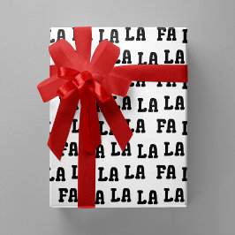 Fa La La La La Witte & Zwarte Speelse Kerst Cadeaupapier