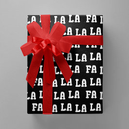 Fa La La La La Zwart & Wit Speelse Kerstmis Cadeaupapier