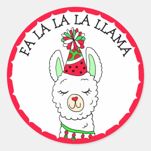 Fa la la la lama Funny Kerstmis Ronde Sticker (Voorkant)