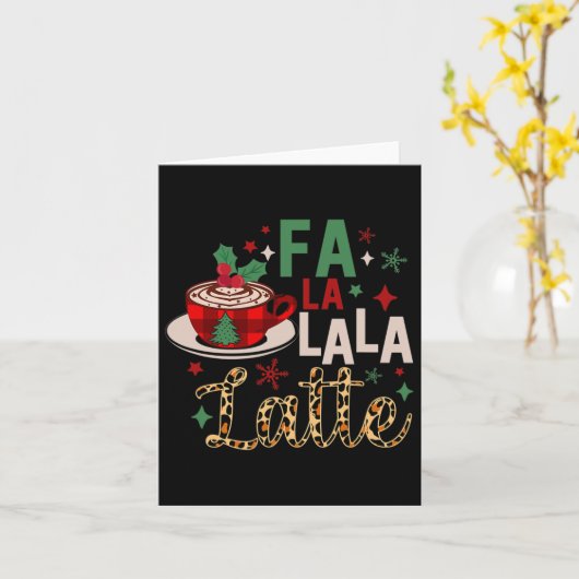 Fa La La La Latte Funny Kerstkoffie Lovers Kaart (Gele Bloem)