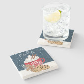 fa la la la latte kerst - koffie stenen onderzetter (Zijkant)