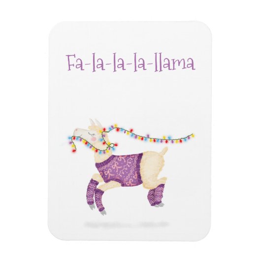 Fa-la-la-la-llama cute Christmas magnet (Vertical)