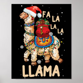 Fa La La La Llama Shirt Kerstmis Poster