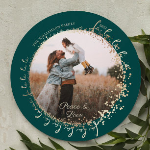 Fa La La La Magical Gold Kerstcarol Song 1 Foto Feestdagenkaart