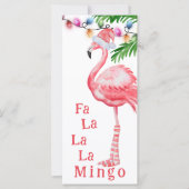 Fa La La La Mingo Photo Flamant rose Carte de Noël (Devant)