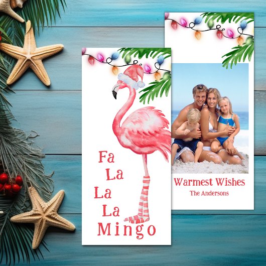 Fa La La La Mingo Photo Flamant rose Carte de Noël