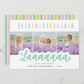 Fa la la la pastel multi-foto kerstkaart (Voorkant / Achterkant)