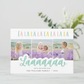 Fa la la la pastel multi-foto kerstkaart (Staand voorkant)