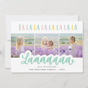 Fa la la la pastel multi photo Carte de Noël