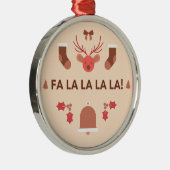 Fa La La La Red Reindeer Ornement en céramique (Droite)