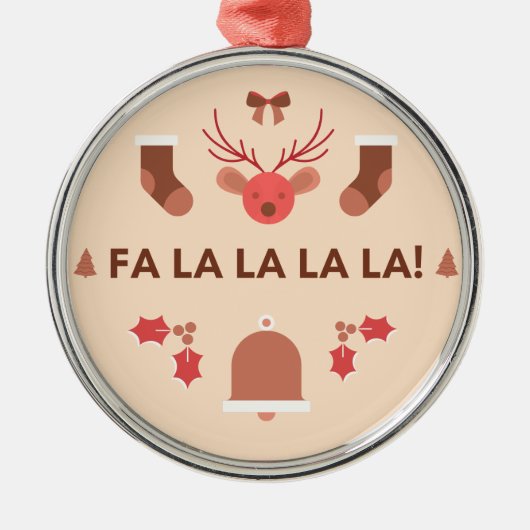 Fa La La La Red Reindeer Ornement en céramique (Devant)