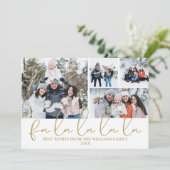 Fa La La La Script 4 Foto Kerstmis Feestdagenkaart (Staand voorkant)