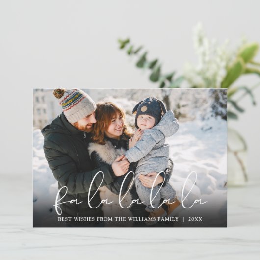 Fa La La La Script Foto van Kerstmis Feestdagenkaart (Staand voorkant)