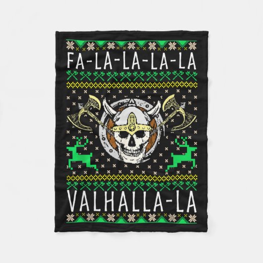 Fa-la-la-la Valhalla-la Viking God Ugly Christmas Fleece Deken (Voorkant)