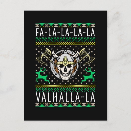 Fa-La-La-La Valhalla-La Viking Kerstmis Briefkaart (Voorkant)