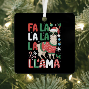 Fa La La Lama Grappige Lama Kerstmis Dierenliefheb Metalen Ornament