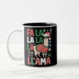 Fa La La Lama Grappige Lama Kerstmis Dierenliefheb Tweekleurige Koffiemok
