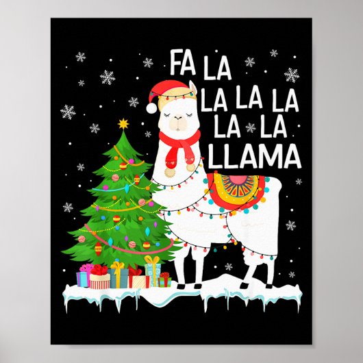 Fa La La Llama Christmas Funny Xmas Pajamas Animal Poster (Voorkant)