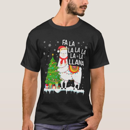 Fa La La Llama Christmas Funny Xmas Pajamas Animal T-shirt (Voorkant)