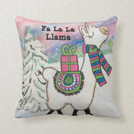Fa La La Llama Cute Girly Kerstmis Kussen