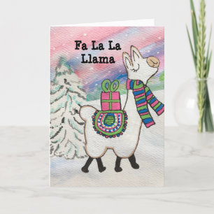 Fa La La Llama Fun Modern Holiday Card Feestdagen Kaart