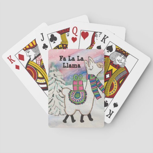 Fa La La Llama Fun Modern Kerstmis Pokerkaarten (Achterkant)