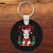 Fa La La Llama Grappig Llama Kerst Alpaca Dier Sleutelhanger (Voorkant)