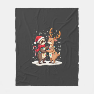 Fa La La Llama Kerstlichten Luiaard Rid Llama Kers Fleece Deken