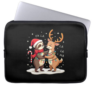 Fa La La Llama Kerstlichten Luiaard Rid Llama Kers Laptop Sleeve