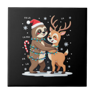 Fa La La Llama Kerstlichten Luiaard Rid Llama Kers Tegeltje