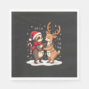 Fa La La Llama Kerstlichten Luiaard Ridding Llama Servet