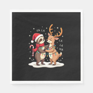 Fa La La Llama Kerstlichten Luiaard Ridding Llama  Servet