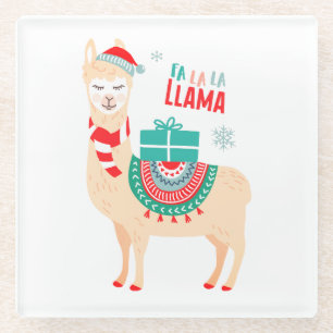 Fa La La Llama Kerstmis Glazen Onderzetter