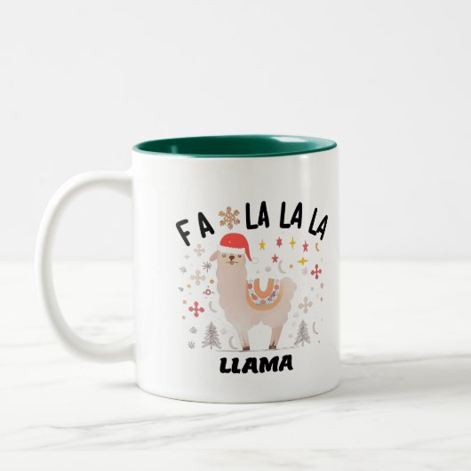 Fa La La Llama Kerstmis Grafisch Kunstontwerp Tweekleurige Koffiemok (Links)