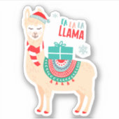 Fa La La Llama | Kerstmis Sticker (Voorkant)