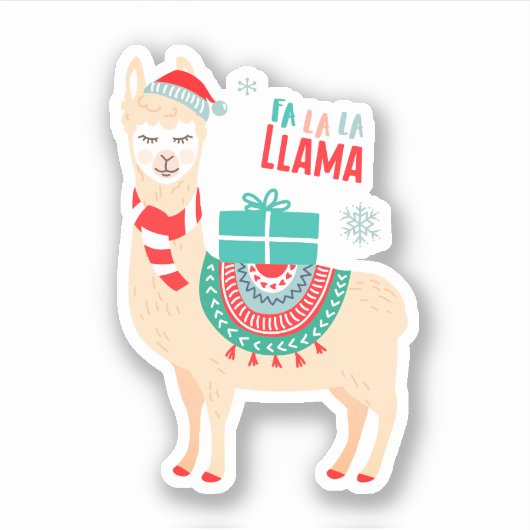 Fa La La Llama | Kerstmis Sticker (Voorkant)