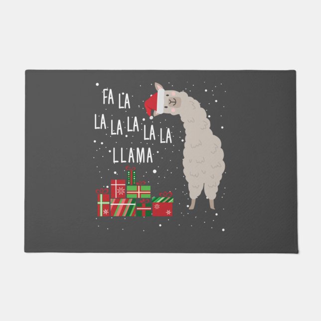 Fa La La Llama Shirt - Kerstmis met Llama Deurmat (Voorkant)