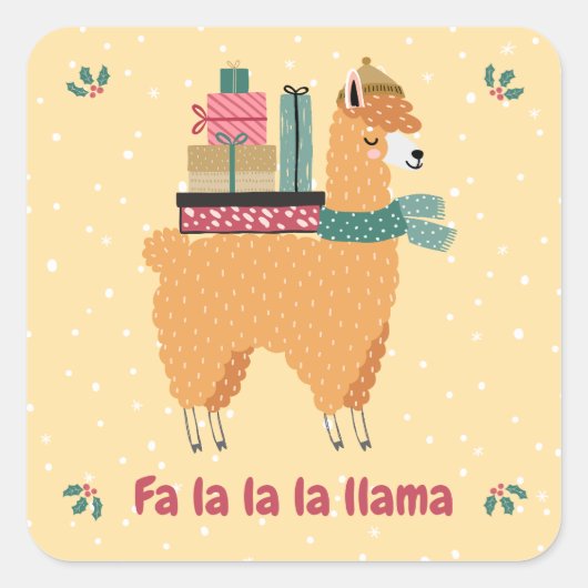 Fa la la Llama Vakantie Sticker (Voorkant)
