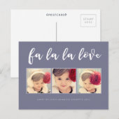 Fa La La Love Christmas 3 Photo Grey Carte Postale (Devant / Derrière)