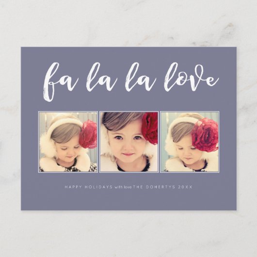 Fa La La Love Christmas 3 Photo Grey Carte Postale (Devant)