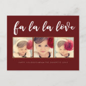Fa La La Love Christmas 3 Photo Grey Carte Postale (Devant)