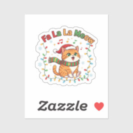 Fa La La Meow Funny Christmas Singing Cat Sticker