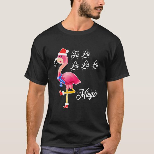 Fa La La Mingo Flamingo Cute Kerstmis T-shirt (Voorkant)