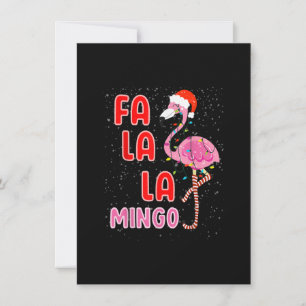 Fa la la Mingo Schattig Roze Flamingo Kerstman Hoe Kaart